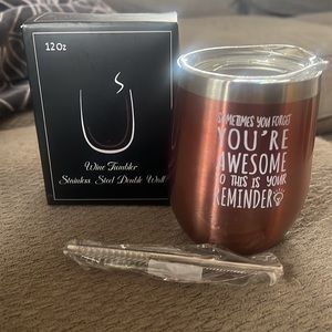 NWT- Stainless Steel 12oz Wine Tumbler- Rose Gold